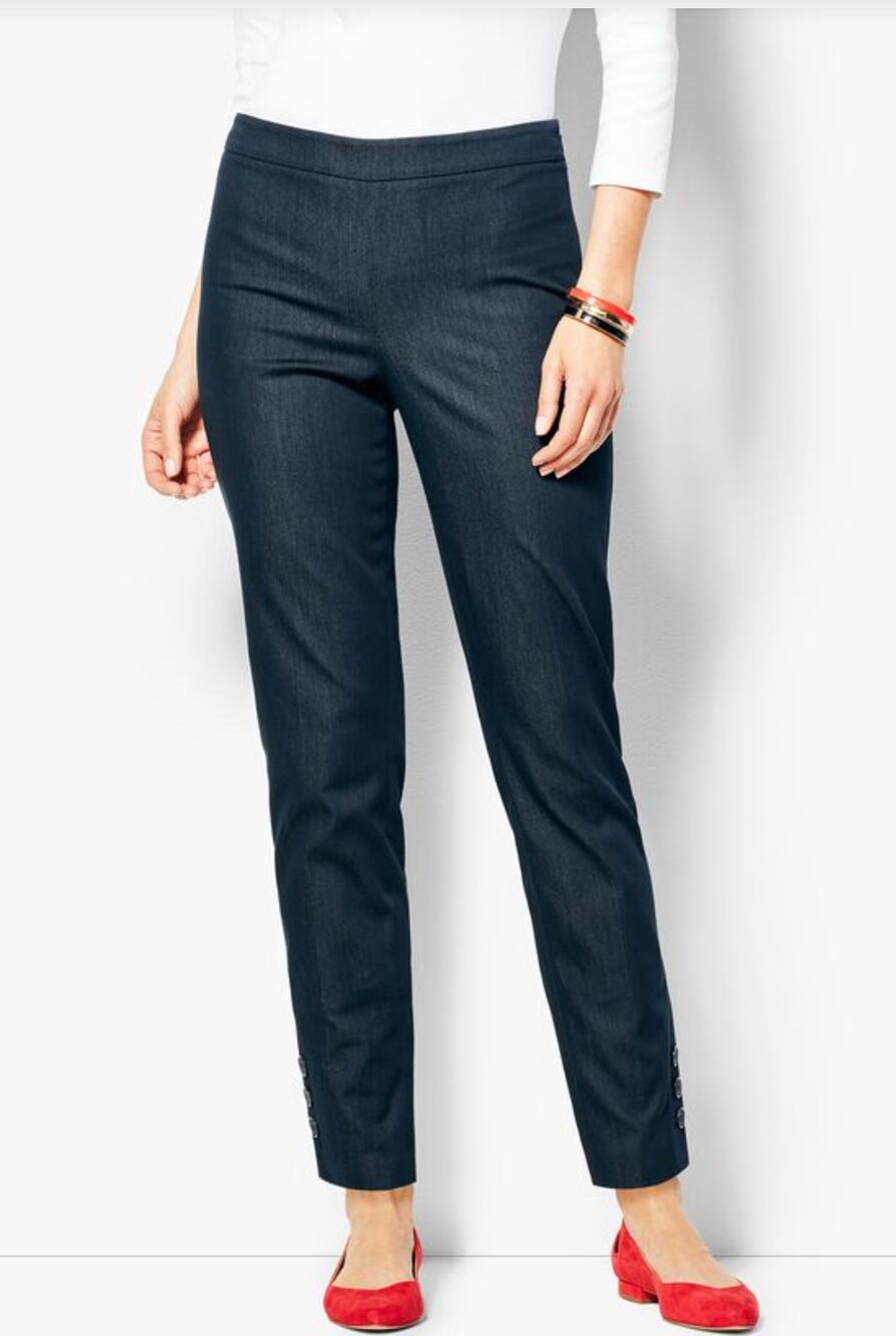 Talbots 16 Blue Chatham Ankle Pants Polished Denim Coastal Chic Preppy